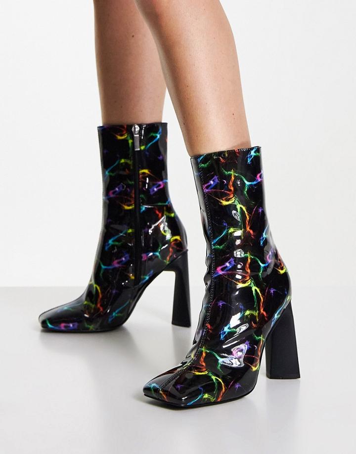 Asos Design Eddie High-heeled Square Toe Boots In Multi