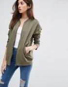 Asos The Ultimate Bomber Jacket In Jersey - Khaki
