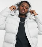 Asos Design Plus Recycled Puffer Jacket With Detachable Hood In Gray-grey