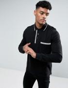 Love Moschino Long Sleeve Polo In Black - Black