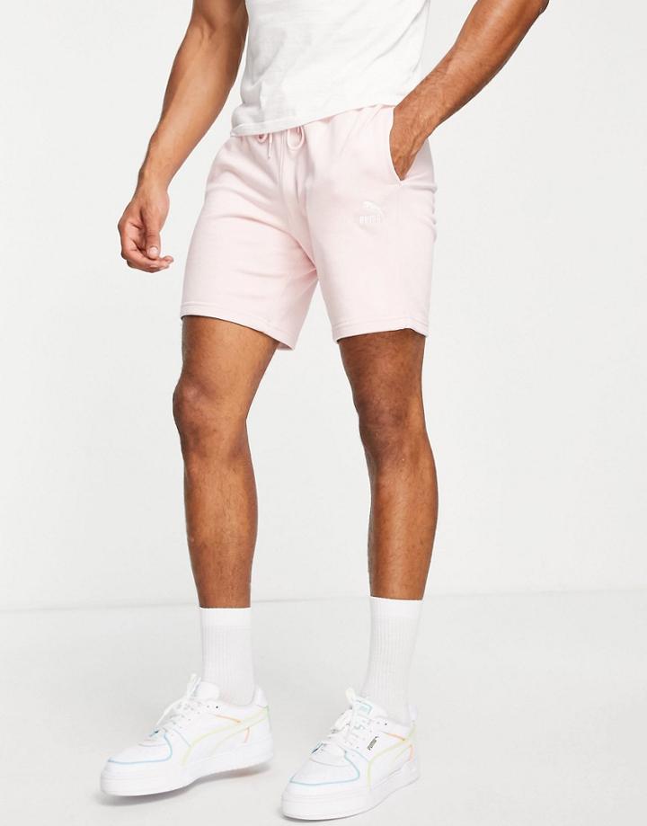 Puma Classics Sweat Shorts In Pastel Pink