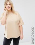 Asos Curve Textured Top In Oversized Boxy Fit - Brown