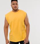 Asos Design Plus Oversized Longline Sleeveless T-shirt In Yellow