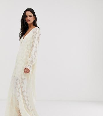 Dusty Daze Metallic Grid Boho Maxi Dress - Cream