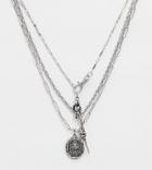 Reclaimed Vintage Inspired Multirow Skull And Dagger Necklace In Silver