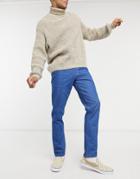 Asos Design Stretch Slim Jeans In Raw Blue 70's Wash-blues