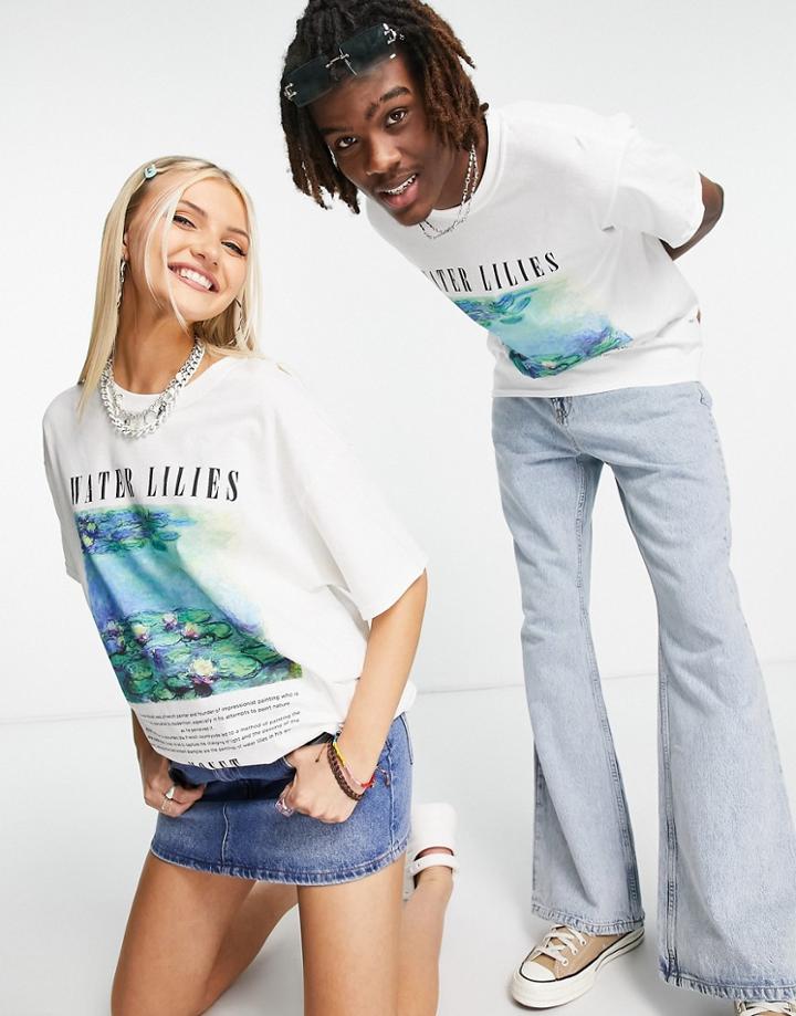 Reclaimed Vintage Inspired Unisex Licensed Monet T-shirt In White