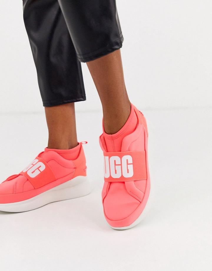 Ugg Neutra Logo Sneakers In Neon Coral