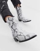 Bronx Snake Print Leather Western Boots - Multi