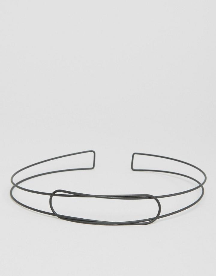 Asos Necklace In Matt Black With Knot Design - Black