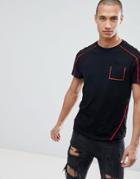 D-struct Contrast Taping Pocket T-shirt - Black