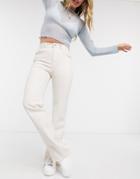 Pull & Bear Split Hem Jean In Sand-neutral