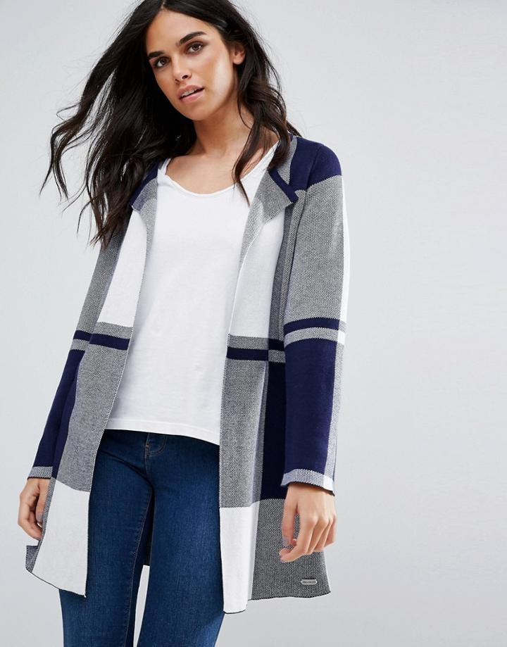 Bellfield Lally Oversized Check Cardigan - White