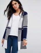 Bellfield Lally Oversized Check Cardigan - White