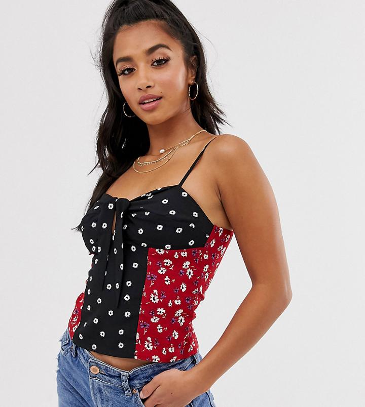 Fashion Union Petite Cami Top In Mixed Print-multi