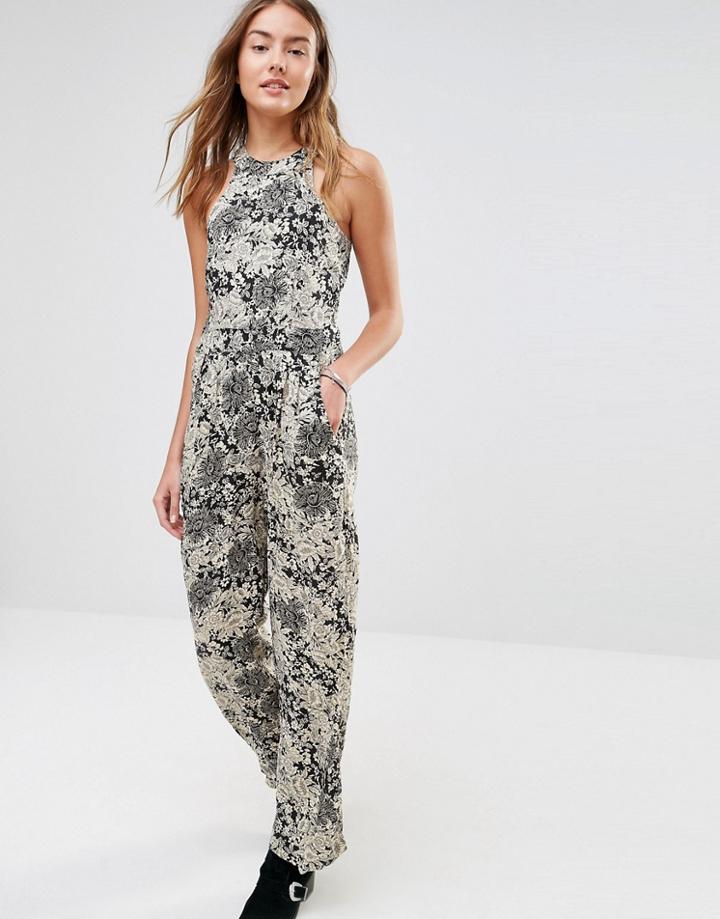 Brave Soul Floral Jumpsuit - Black Combo