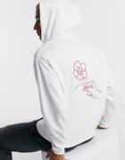 Asos Design Oversized Hoodie With Line Drawing Embroidery Print-white