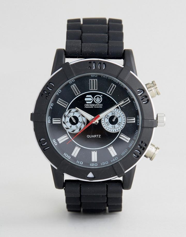 Crosshatch Black Watch With Imitation Inner Dials - Black
