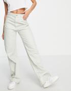 New Look Wide Leg Jeans In Light Khaki-green