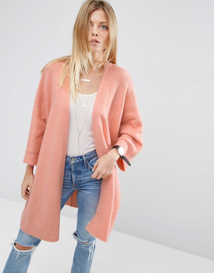 Asos Cardigan In Oversized Shape - Pink
