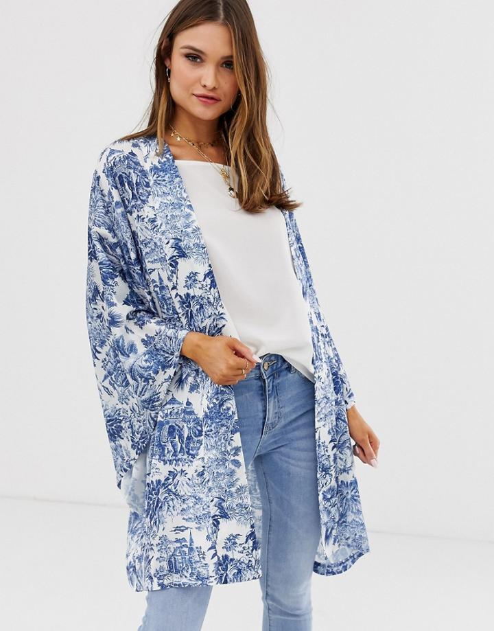 Asos Design Kimono In Elephant Print - Multi