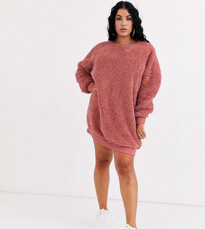 Asos Design Curve V Back Fleece Dress