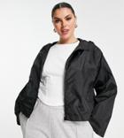 Asos Design Curve Cropped Recycled Rain Jacket With Hood In Black