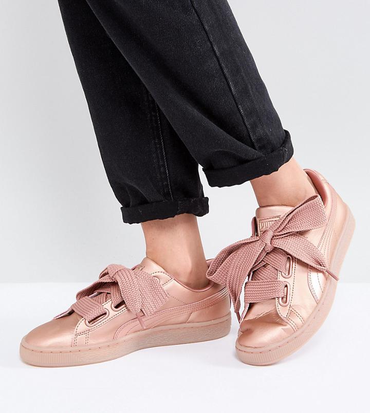 Puma Suede Heart Sneakers In Copper - Brown