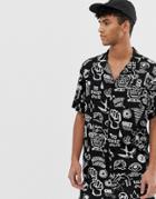 Obey Flash All Over Print Shirt In Black