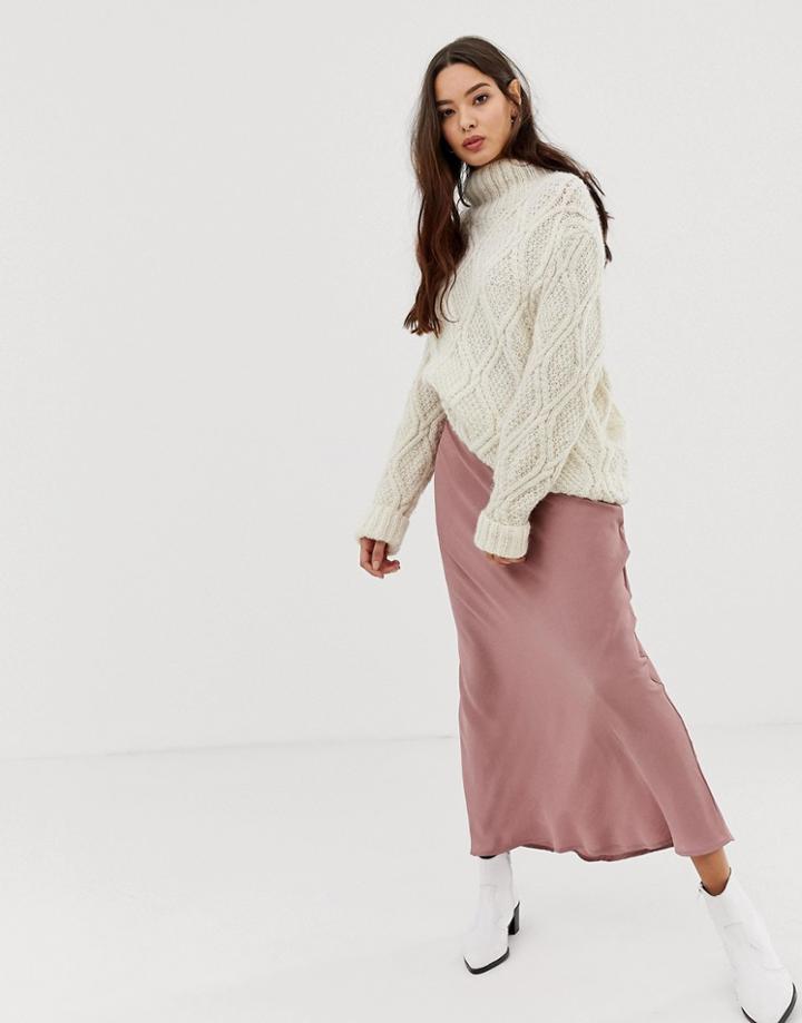 Free People Normani Bias Satin Midi Skirt
