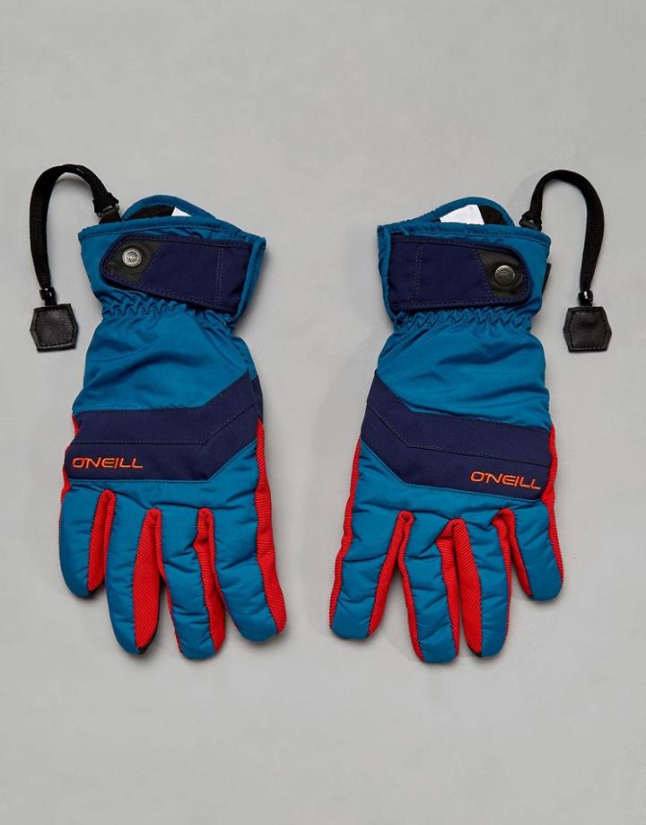 O'neill Freestyle Ski Gloves Fleece Lined In Blue - Blue