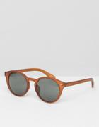 Asos Round Sunglasses In Frosted Rust Finish - Orange