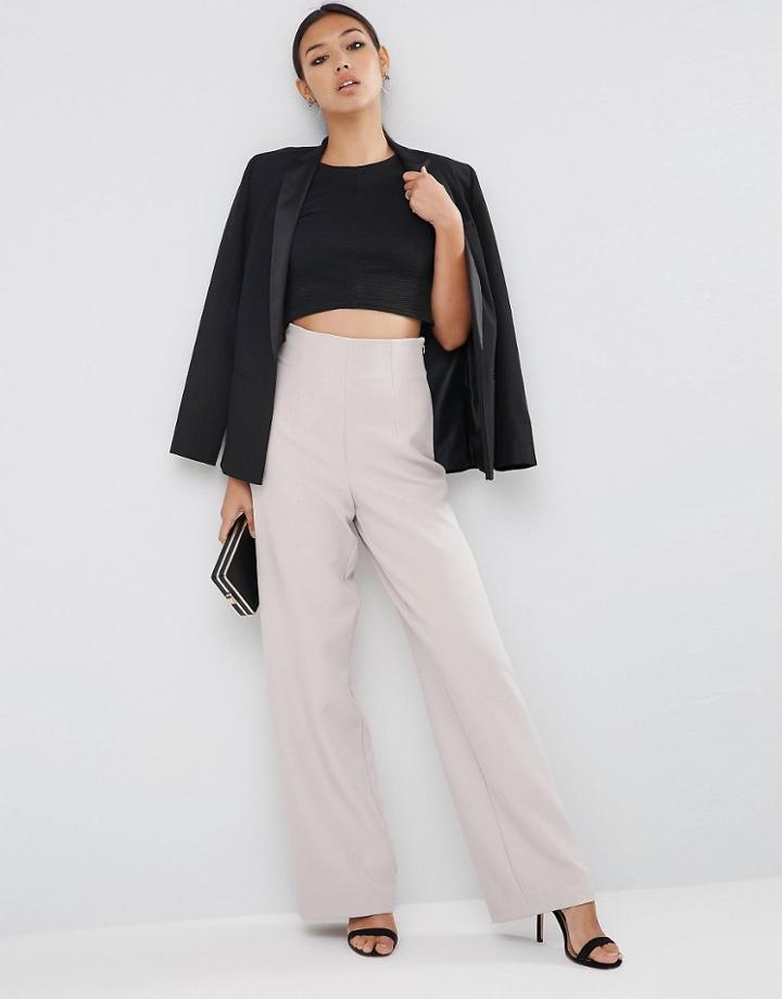 Asos Super High Waist Pant With Wide Leg - Silver