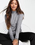 Whistles Wide Ribbed High Neck Top In Heather Gray-grey