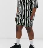 Asos Design Plus Two-piece Jersey Skinny Shorter Length Shorts With Stripes With Dark Future Logo Print-multi
