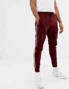Burton Menswear Sweatpants With Tape Detail In Burgundy - Red