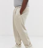 Asos Design Plus Wide Balloon Pants In Putty Cord With Pleats-beige