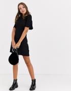 New Look Short Sleeve Tie Waist Mini Dress In Red Polka Dot