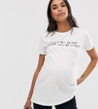 Asos Design Maternity T-shirt With Does My Bump Look Big In This - White