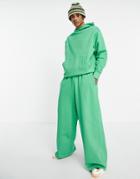 Asos Design Heavyweight Oversized Wide Leg Sweatpants In Emerald Green - Part Of A Set