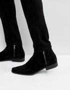 Asos Chelsea Boots In Black Faux Suede With Zips - Black