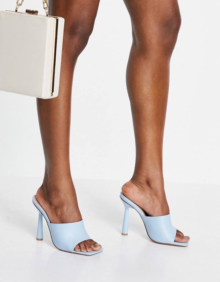 Truffle Collection Sqaure Toe Mule Heel Sandals In Blue-blues