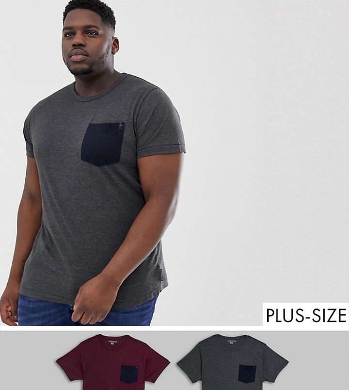 French Connection Plus 2 Pack Contrast Pocket T-shirt