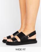 Asos Fennel Wide Fit Chunky Flat Sandals - Black