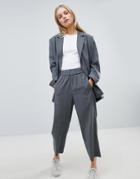 Weekday Wide Leg Check Suit Pants - Black