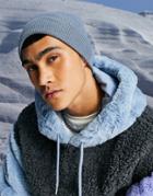 Asos Design Beanie In Slate Blue-blues