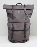 Stighlorgan Ronan Backpack With Roll Top In Canvas With Leather Trim - Gray
