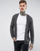 Asos Textured Lightweight Cardigan In Charcoal - Gray