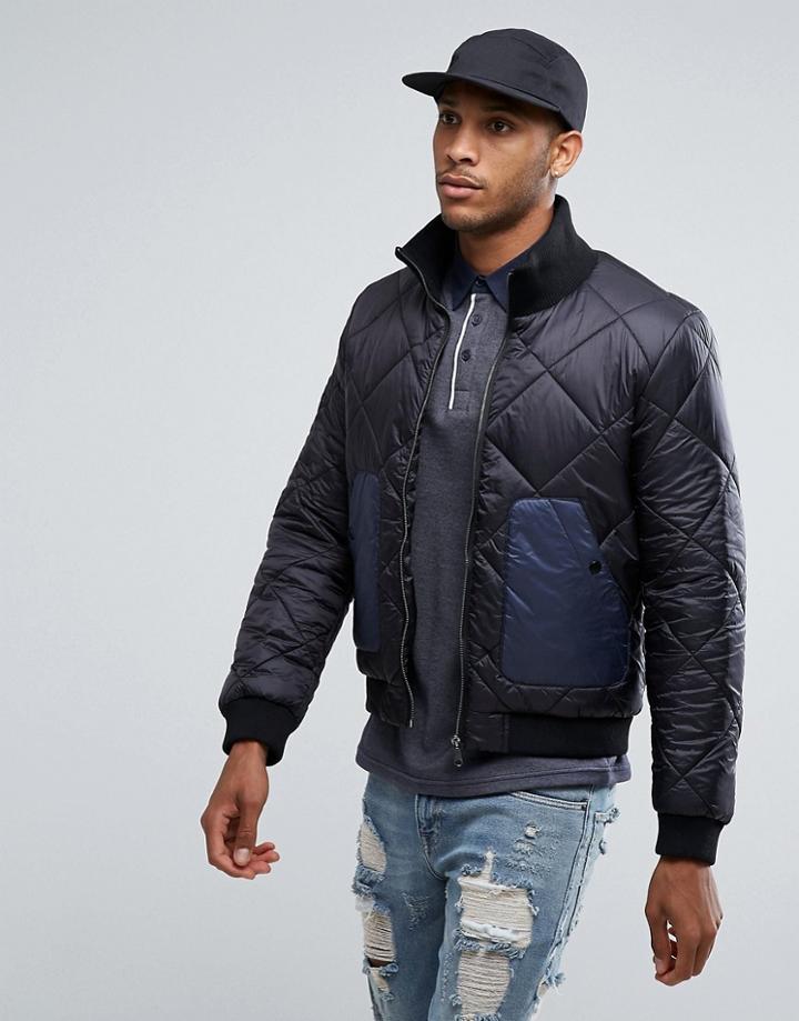 Another Influence Quilted Jacket With Contrast Pocket - Black