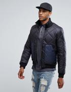 Another Influence Quilted Jacket With Contrast Pocket - Black